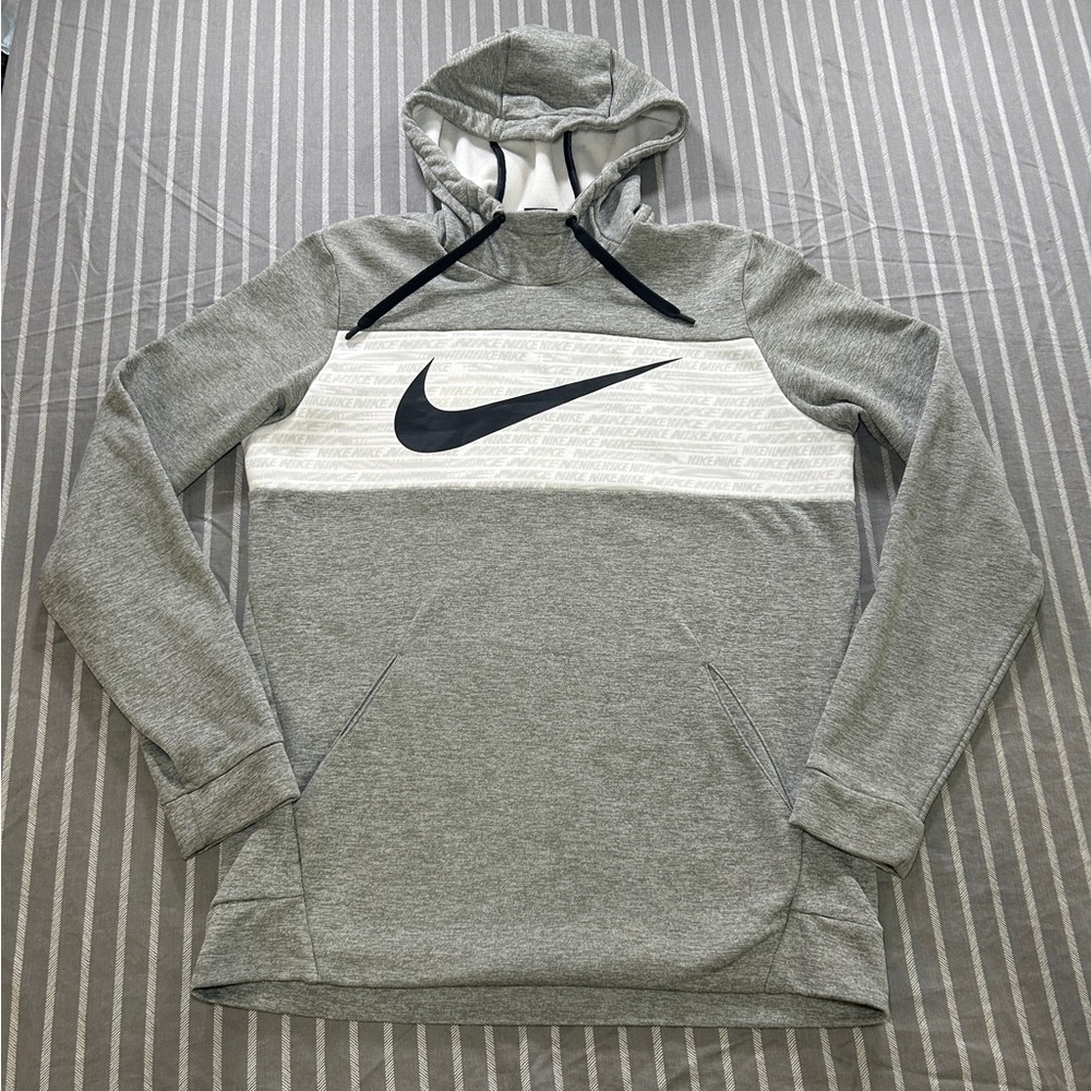 Nike Therma Fleece Hoodie Dri-Fit Men's Size Medium Gray Black Swoosh